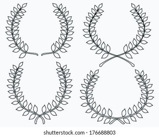 Set of laurel wreaths, vector