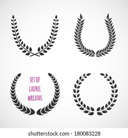Set of laurel wreaths. Vector illustration.
