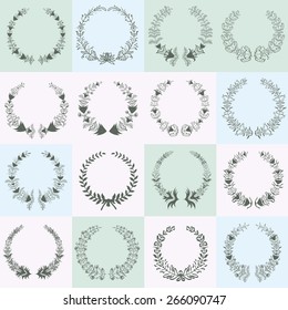 Set of laurel wreaths Vector illustration