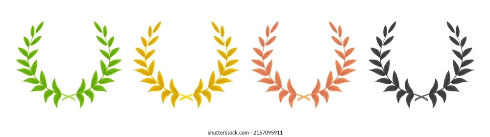 Set of laurel wreaths. Vector round frames of leaves for awards, invitations, greeting cards, quotes, logos, posters