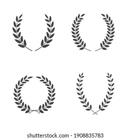 Set of laurel wreaths vectors of different shapes placed on white