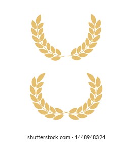 Set of laurel wreaths vectors. Laurel wreath with golden ribbon