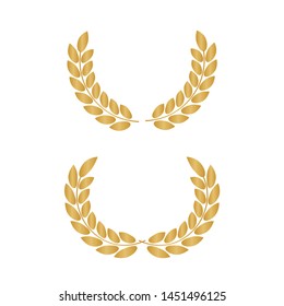 Set of laurel wreaths vectors. Laurel wreath with golden ribbon