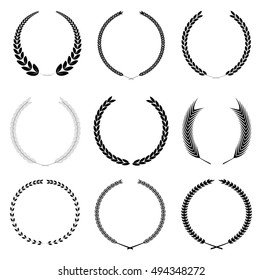 Set of laurel wreaths.Vector illustration.