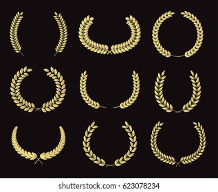 Set of laurel wreaths.Vector wreath collection.