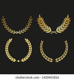 Set of laurels icons isolated on black background. Vector .