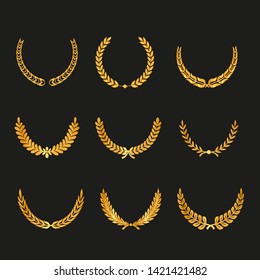 Set of laurels icons isolated on black background. Vector .