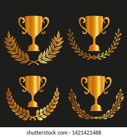Set of laurels icons isolated on black background. Vector .