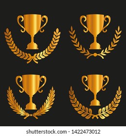 Set of laurels icons isolated on black background. Vector .