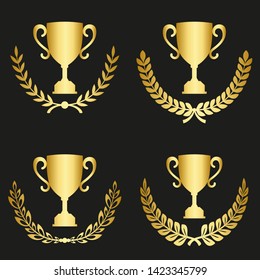Set of laurels icons isolated on black background. Vector .