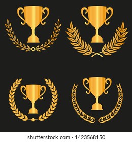 Set of laurels icons isolated on black background. Vector .