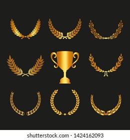 Set of laurels icons isolated on black background. Vector .