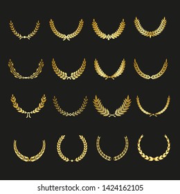 Set of laurels icons isolated on black background. Vector .