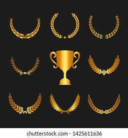 Set of laurels icons isolated on black background. Vector .