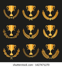 Set of laurels icons isolated on black background. Vector .