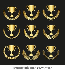 Set of laurels icons isolated on black background. Vector .