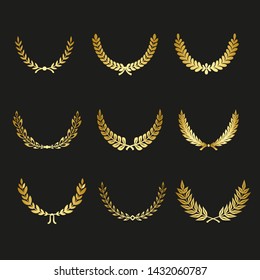 Set of laurels icons isolated on black background. Vector .