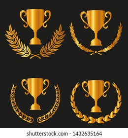 Set of laurels icons isolated on black background. Vector .