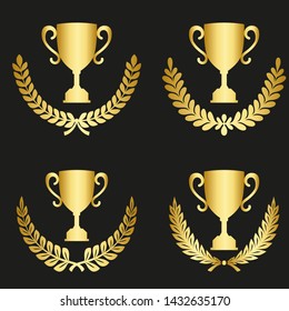 Set of laurels icons isolated on black background. Vector .