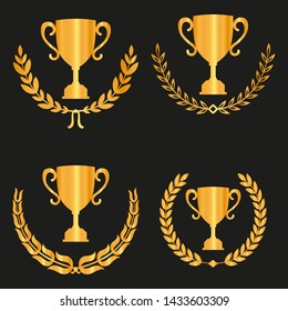 Set of laurels icons isolated on black background. Vector .