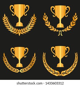 Set of laurels icons isolated on black background. Vector .