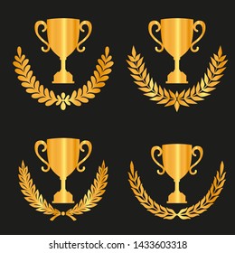 Set of laurels icons isolated on black background. Vector .