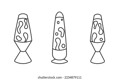 Set of lava lamp icons isolated on white background. Vector illustration 