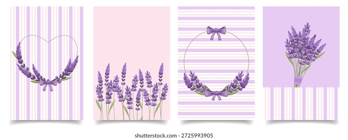 Lavendel-Grußkarten. Elegante Lavendel Blumenkunst für Einladungen und dekorative Ausdrucke. 