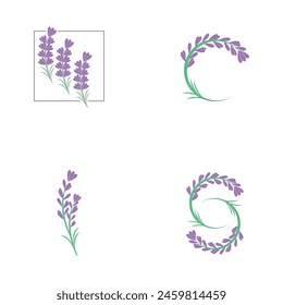 Conjunto de logotipo de lavanda y diseño de Ilustración vectorial de símbolos