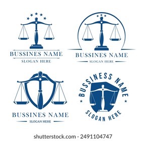 set of law attorney lawyer icon logo symbol modern luxury classic isolated white background