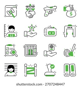Set of Law and Equity Flat Icons 