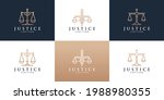 Set of law firm logo icon set with golden color. Symbol for Justice, Law Offices, Attorney services, lawyer, logo design inspiration.