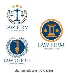 set of law firm logo with text space for your slogan / tagline, vector illustration