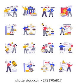 Conjunto de Ilustraciones planas de ley