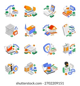 Set of Law Isometric Illustrations 