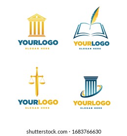 Set of law and justice. Conceptual law and justice. Vector illustration.