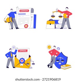 Conjunto de Ilustraciones Planas de Ley y Justicia