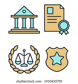 Set of law and justice icon. Court Lawyer pack symbol template for graphic and web design collection logo vector illustration