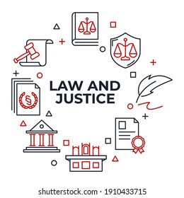 Set of law and justice icon. Court Lawyer pack symbol template for graphic and web design collection logo vector illustration