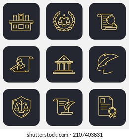 Set of law and justice icon. Court Lawyer pack symbol template for graphic and web design collection logo vector illustration