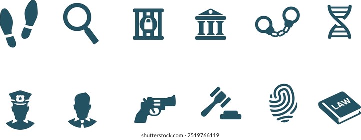 Satz von Recht Gerechtigkeit Symbol Vektordesign, Anwalt Symbol