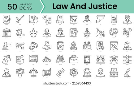 Set of law and justice icons. Line art style icons bundle. vector illustration