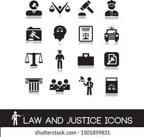 Set of law, justice, legal icons. 