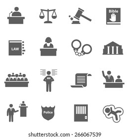 Set Of Law Justice Legal Lawer Judge Icons 