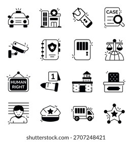 Set of Law and Justice Solid Icons 