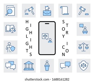 Set of Law and justice Vector Line Icons. Contains such Icons as weapon, arrest, authority, courthouse, gavel, legal, weapon and more. Editable stroke. 32x32 Pixels