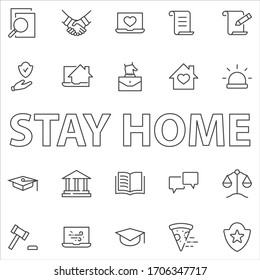 Set of Law and justice Vector Line Icons. Contains such Icons as weapon, arrest, authority, courthouse, gavel, legal, weapon and more. Editable stroke. 32x32 Pixels.