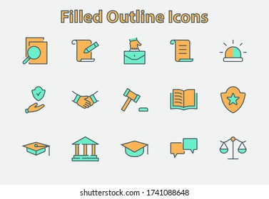 Set of Law and justice Vector Line Icons. Contains such Icons as weapon, arrest, authority, courthouse, gavel, legal, weapon and more. Editable stroke. 32x32 Pixels