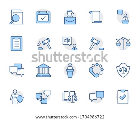 Set of Law and justice Vector Line Icons. Contains such Icons as weapon, arrest, authority, courthouse, gavel, legal, weapon and more. Editable stroke. 32x32 Pixels