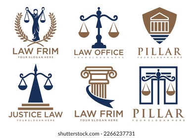 Set law logo and icon design template